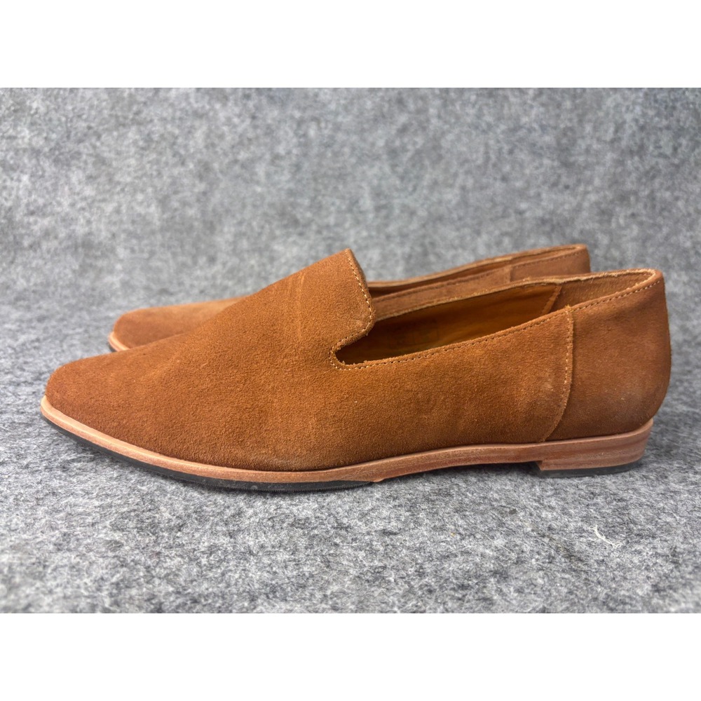 Patina Loafers Womens 9.5 Brown Tan Suede Handmade Pointed Toe Flats